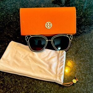 Tory Burch Black and Gold cat eye sunglasses